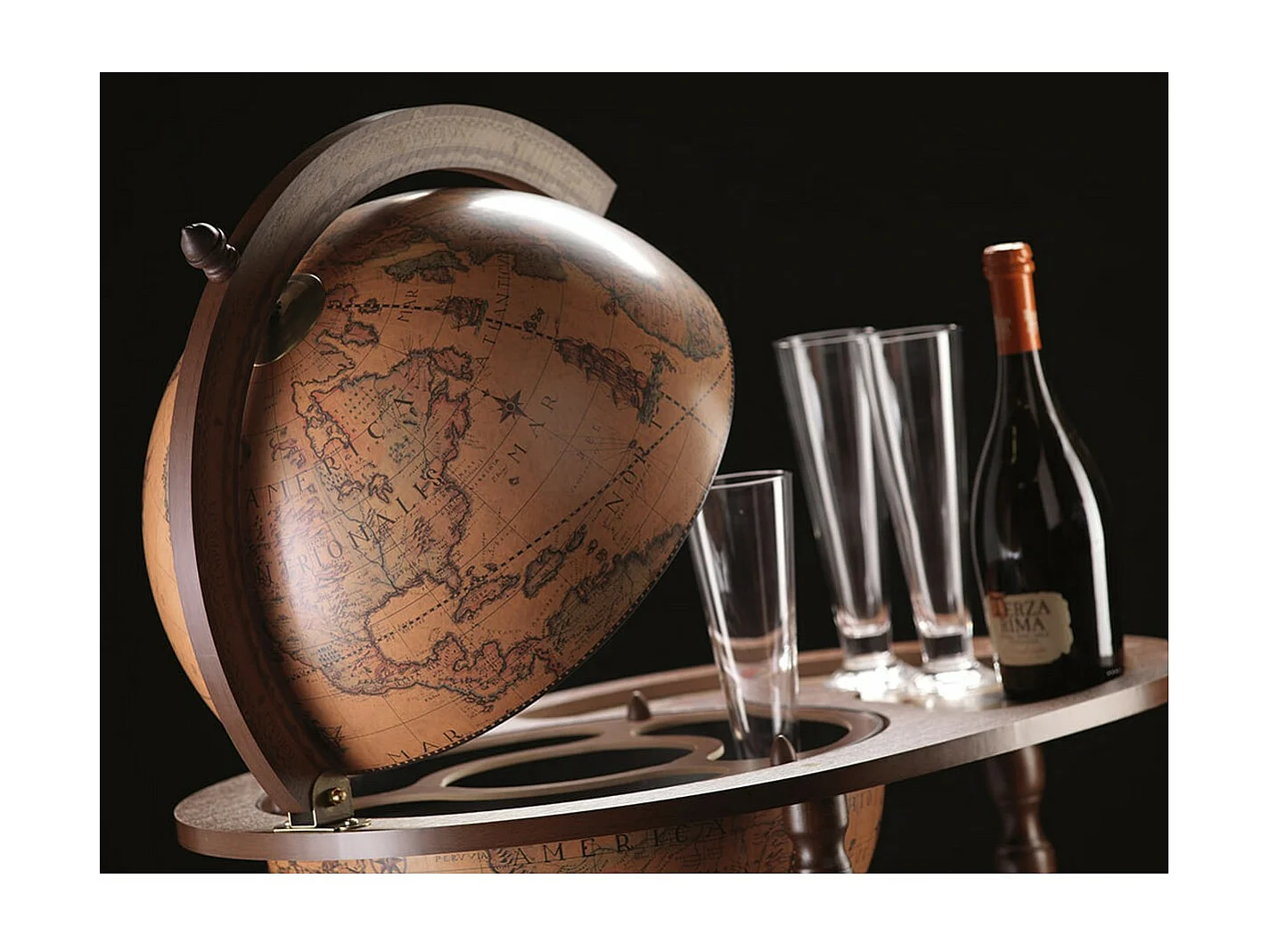 Globo de Mesa de Bar Giasone, Castanho, 73x53x93 cm, Zoffoli