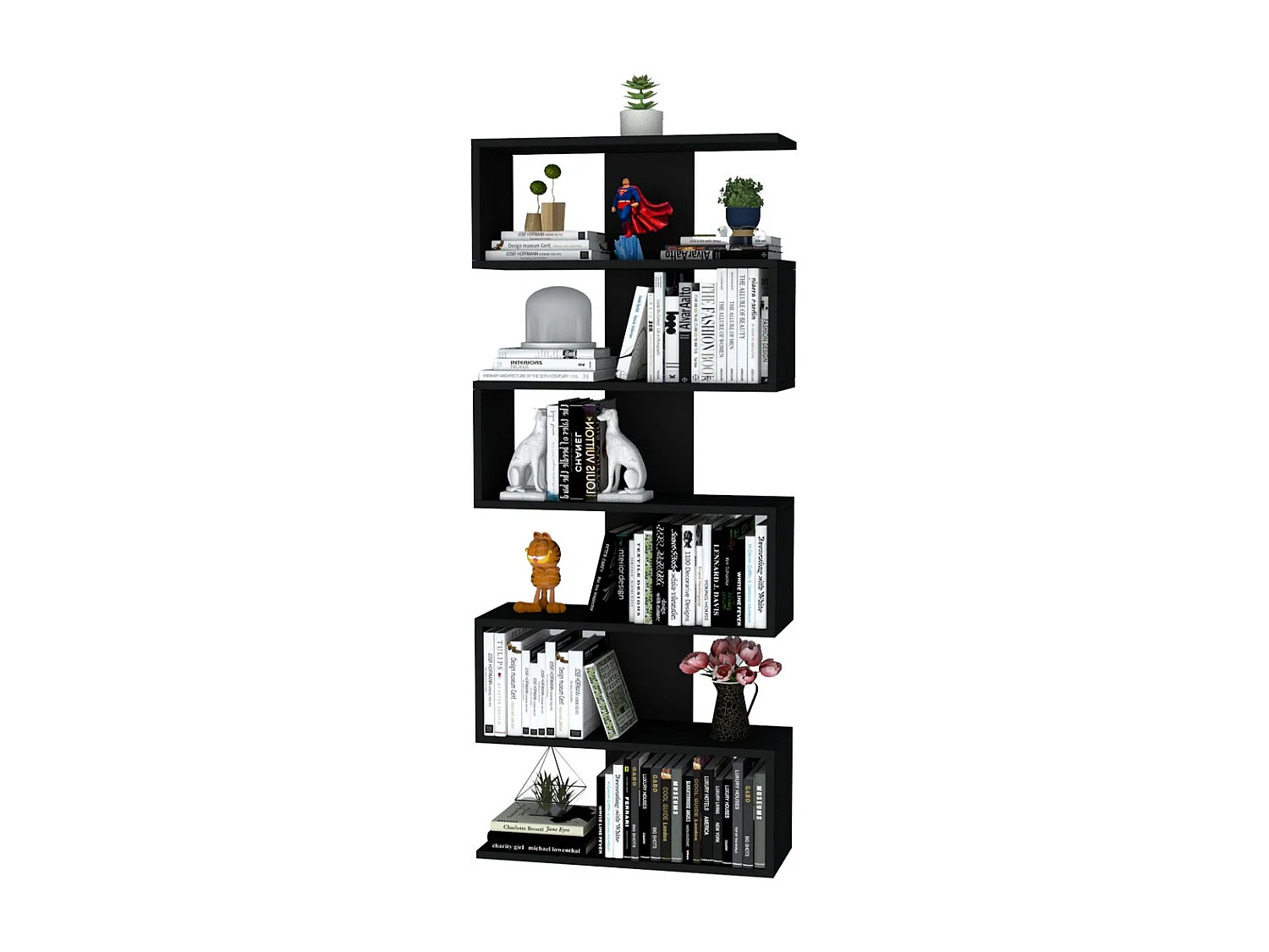 Bibliothèque Leo, Noir, 22x65x160 cm, Epikasa