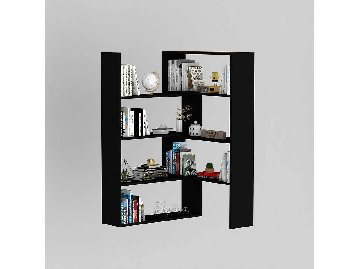 Bibliothèque Adam, Noir, 20x120x118 cm, Epikasa