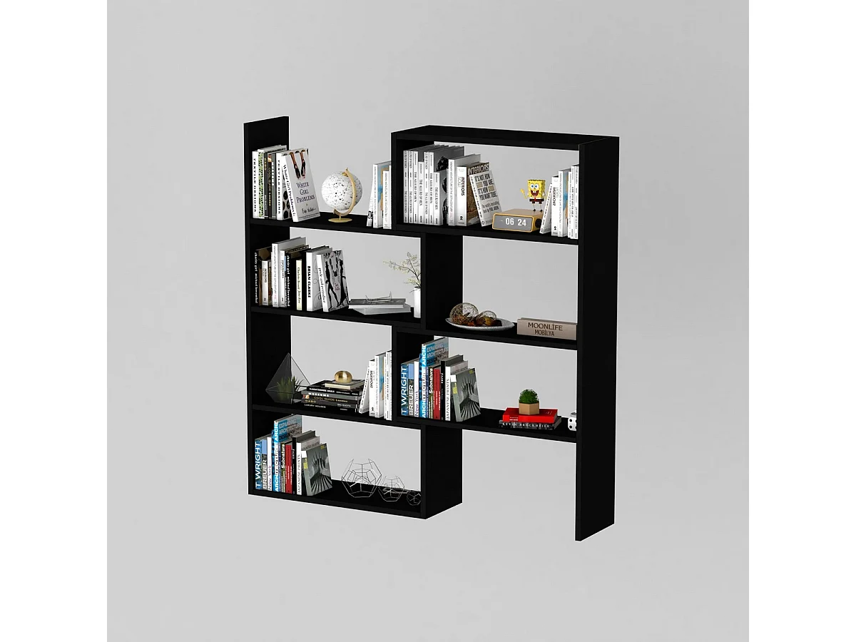 Bibliothèque Adam, Noir, 20x120x118 cm, Epikasa