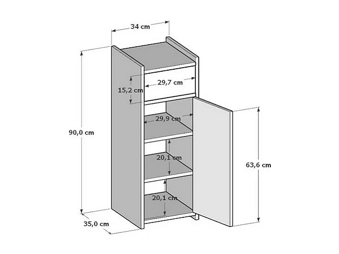 Roupeiro Marie, Branco, 35x34x90 cm, Epikasa