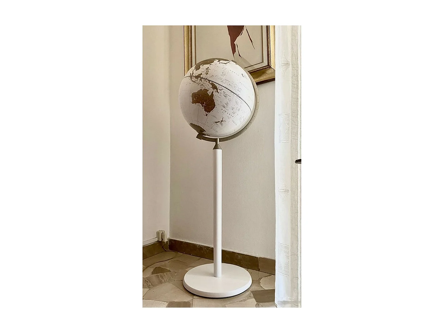 Globo de Terra Vasco Da Gama, Branco, 43x43x115 cm, Zoffoli