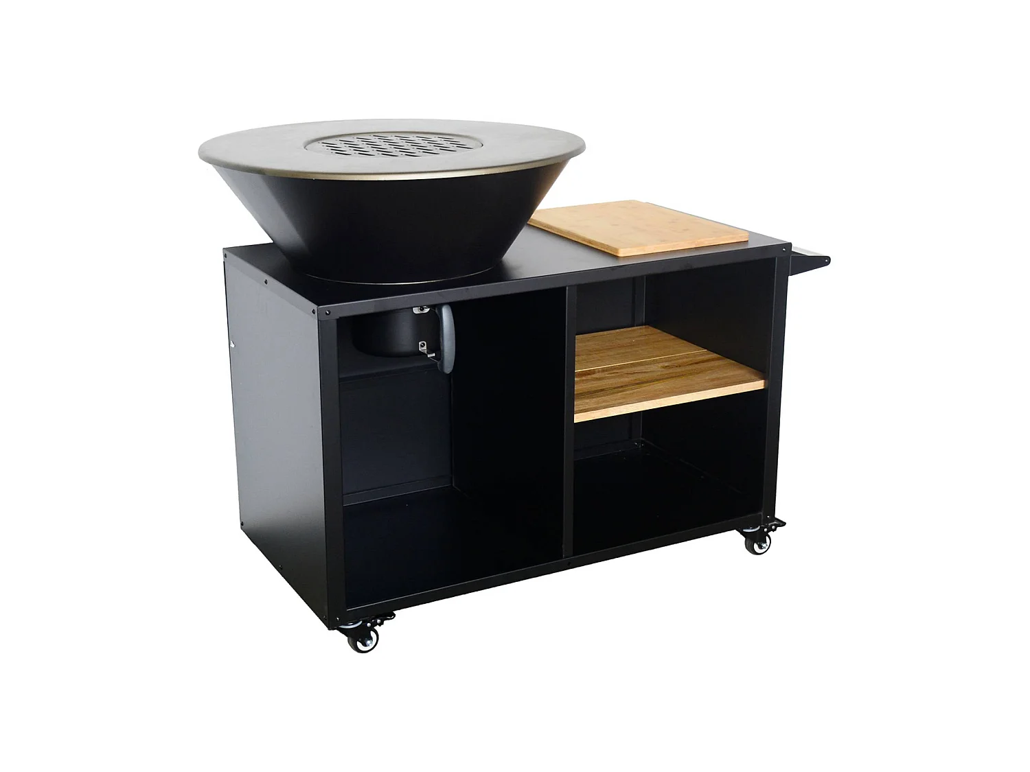 Brasero barbacoa 80cm + carrito con espacios de almacenamiento negro