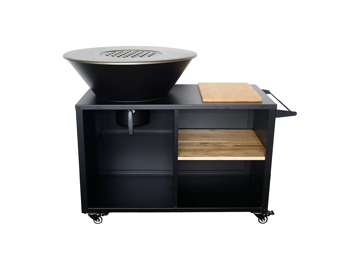 Brasero barbacoa 80cm + carrito con espacios de almacenamiento negro