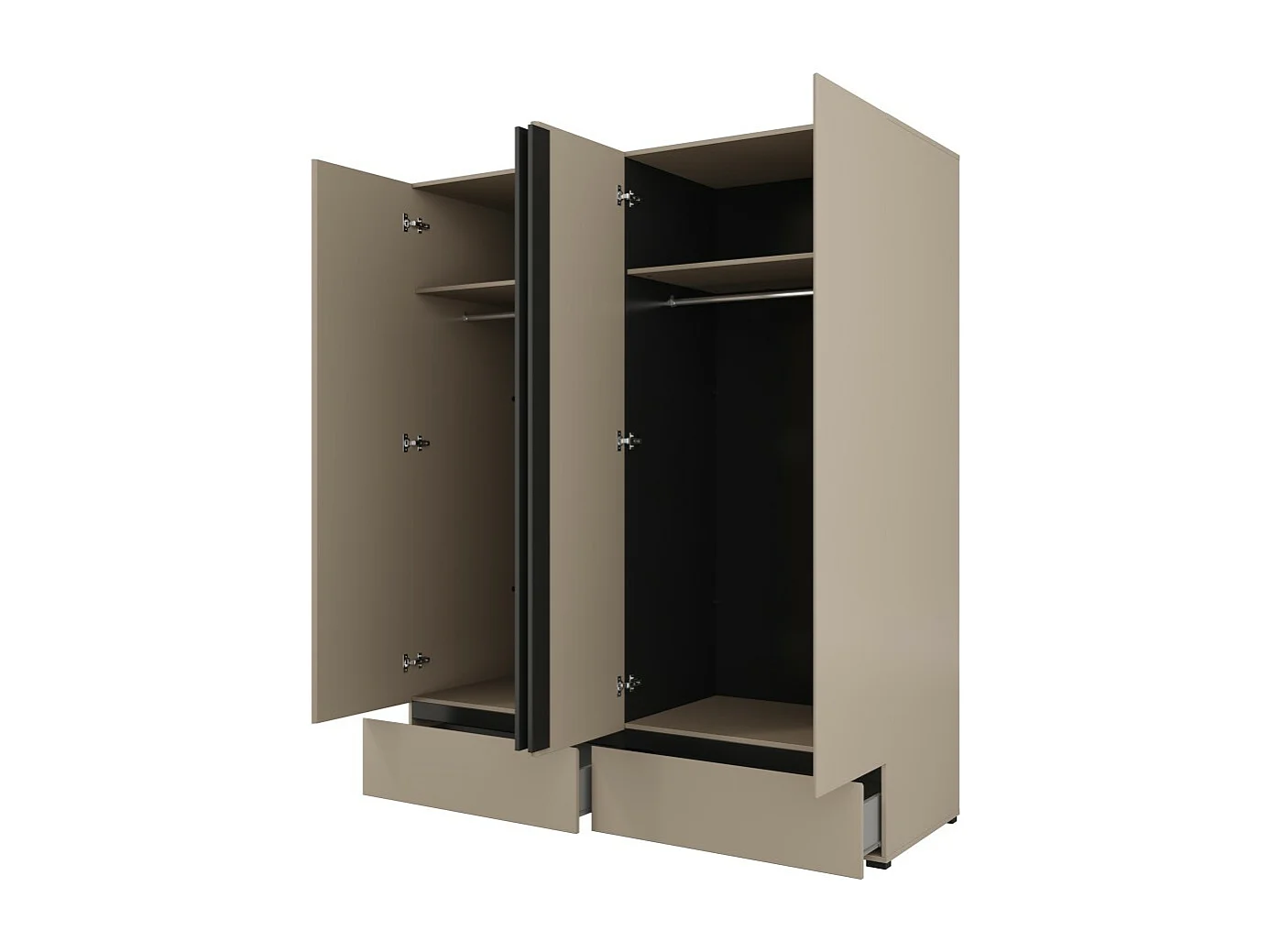 Armario HAVANA 180 cm – Beige y negro – 4 puertas y 2 cajones – Elegancia moderna y almacenamiento XXL