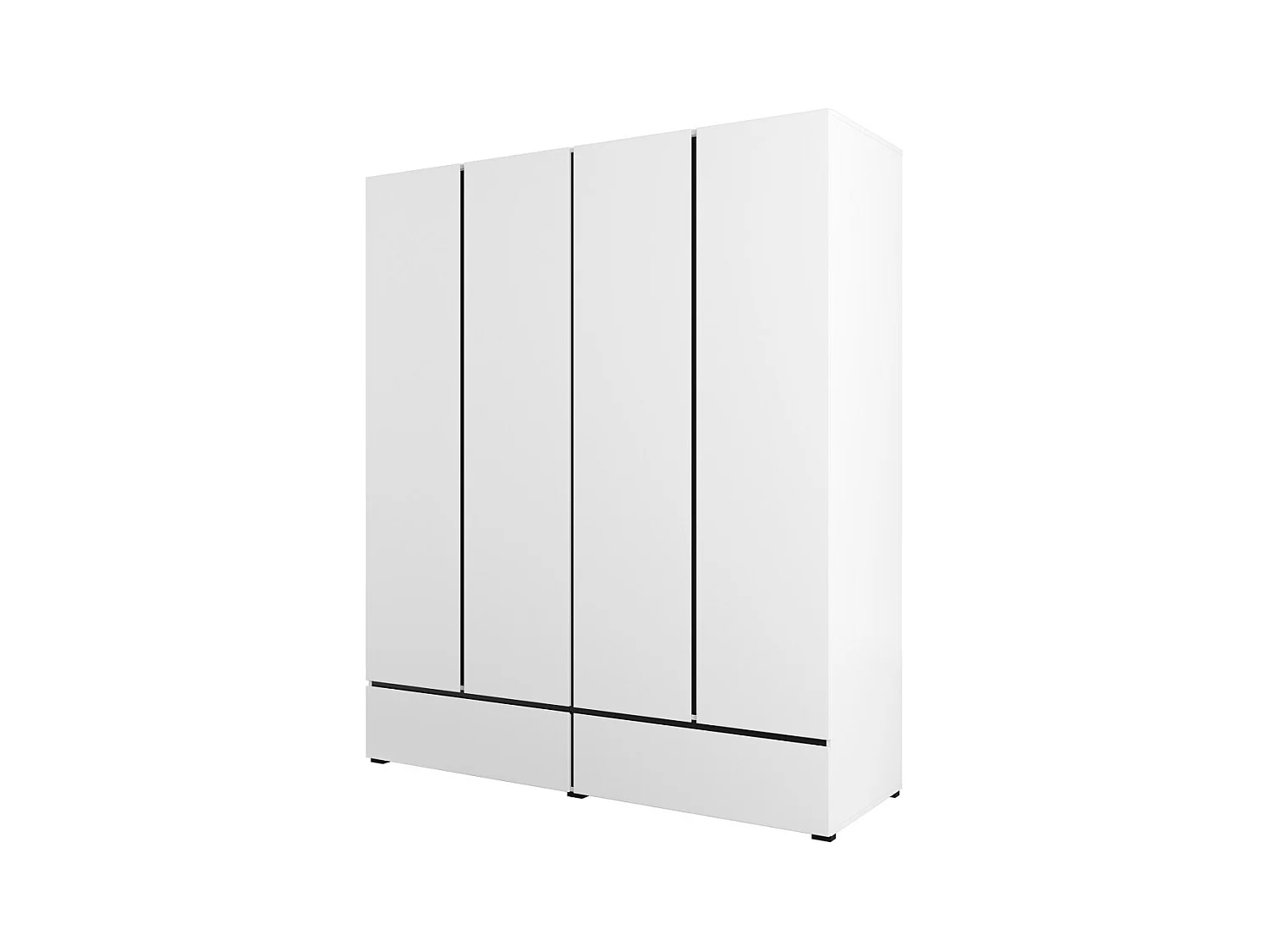 Armoire HAVANA 180 cm – 4 portes et 2 tiroirs – Coloris blanc et noir – Design moderne et grande capacité
