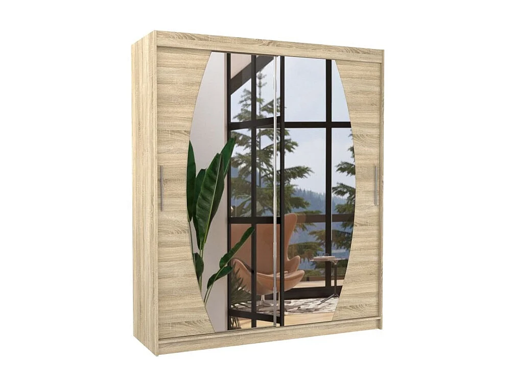Kleiderschrank Windsor (180cm)/Schiebetüren/Spiegel/Sonoma