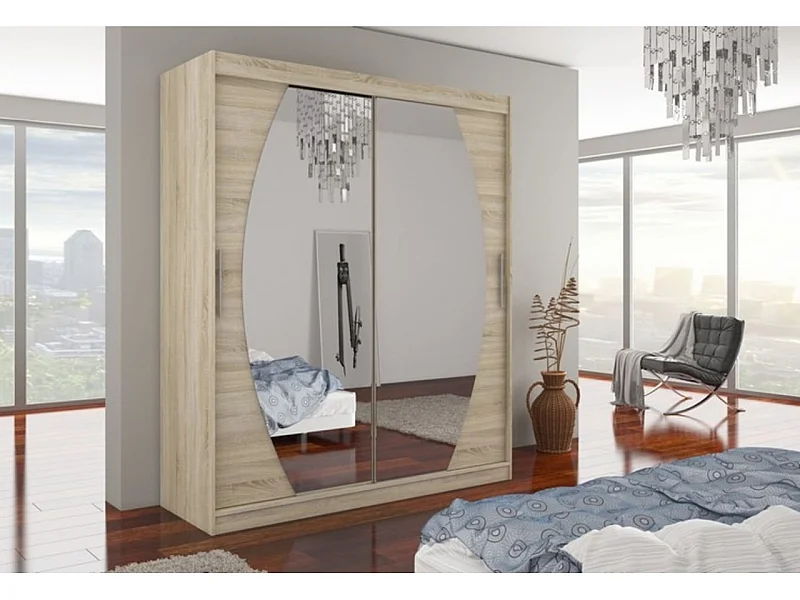 Kleiderschrank Windsor (180cm)/Schiebetüren/Spiegel/Sonoma