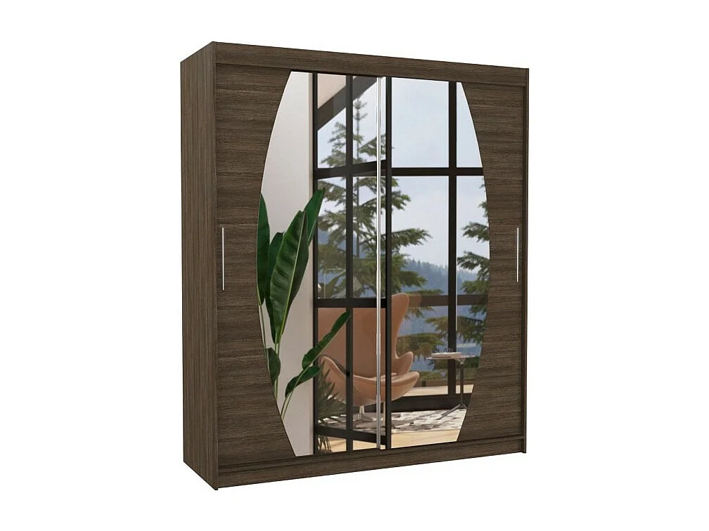 Kleiderschrank Windsor (180cm)/Schiebetüren/Spiegel/Braun