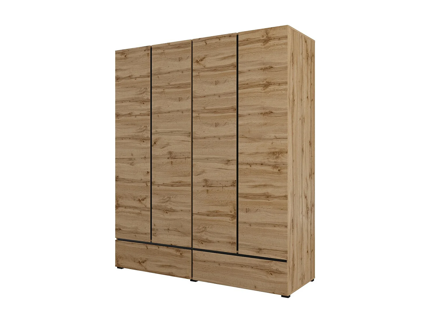 Armario HAVANA 180 cm – Roble y negro – 4 puertas y 2 cajones – Elegancia natural y gran capacidad