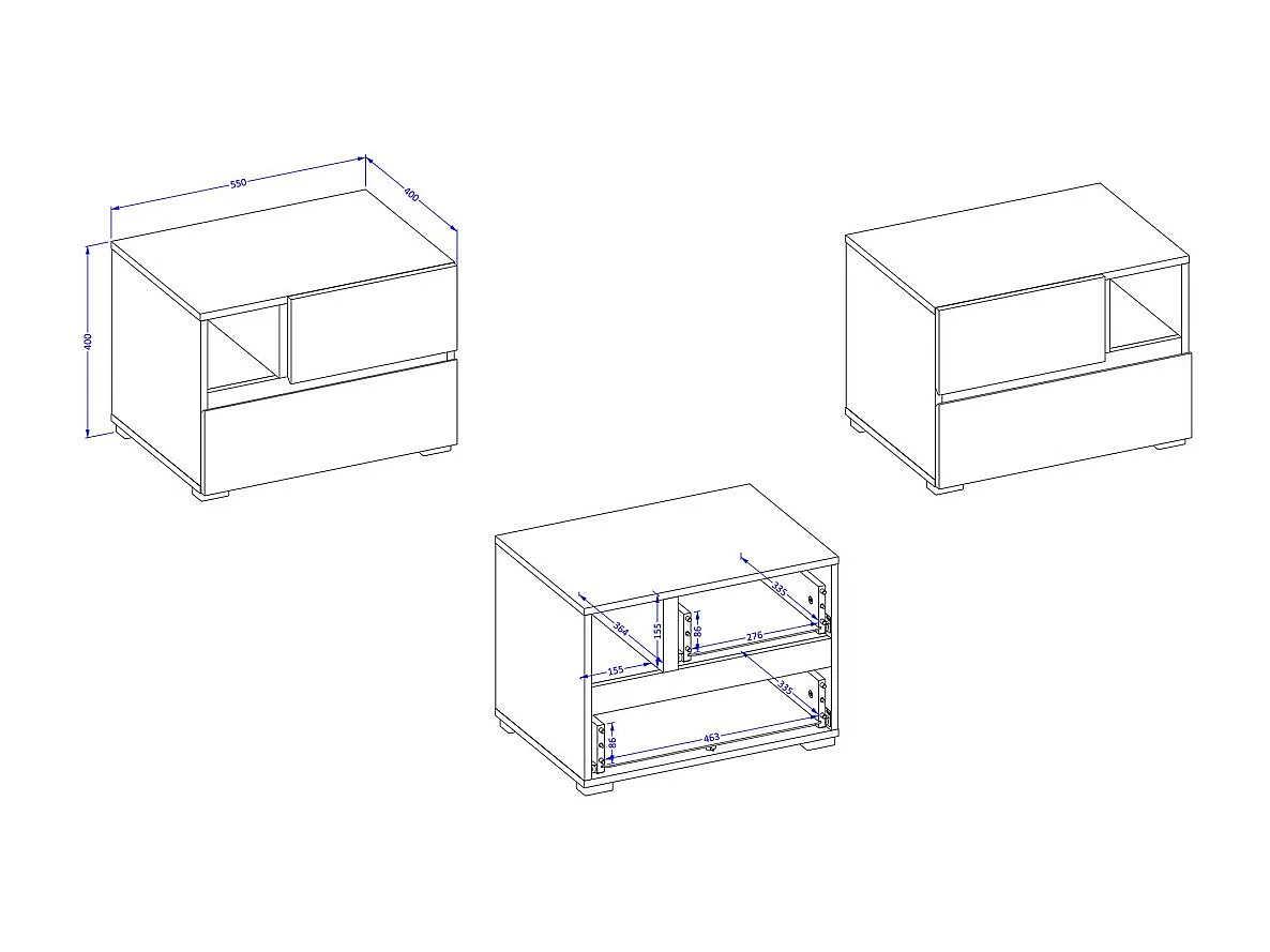 Mesa de cabeceira HAVANA bege e preta – 2 gavetas e 1 nicho – Armazenamento moderno e design elegante