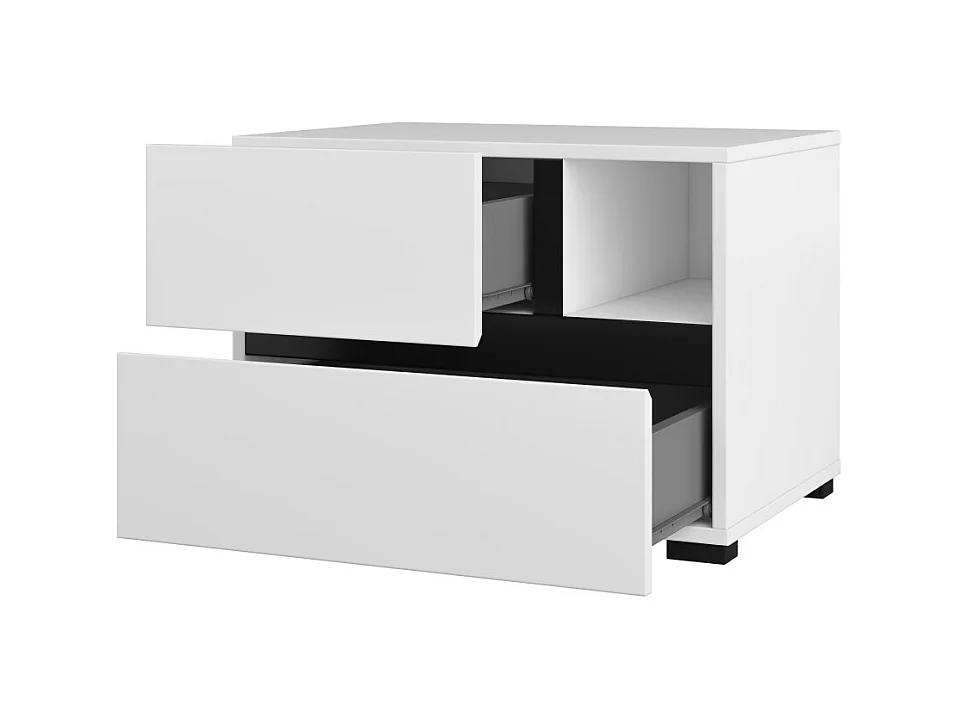 Mesa de cabeceira HAVANA branca e preta – 2 gavetas e 1 nicho – Design contemporâneo e funcional