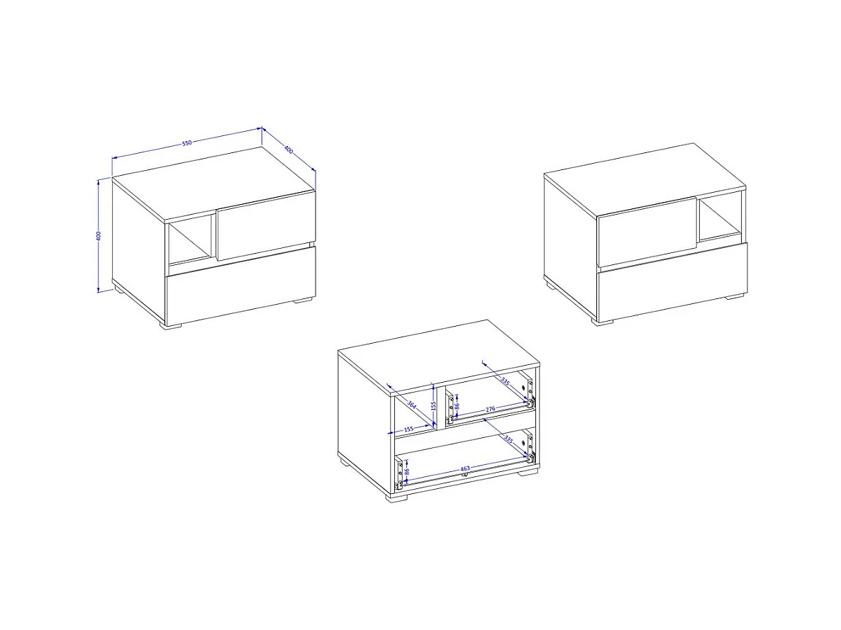 Mesa de cabeceira HAVANA branca e preta – 2 gavetas e 1 nicho – Design contemporâneo e funcional