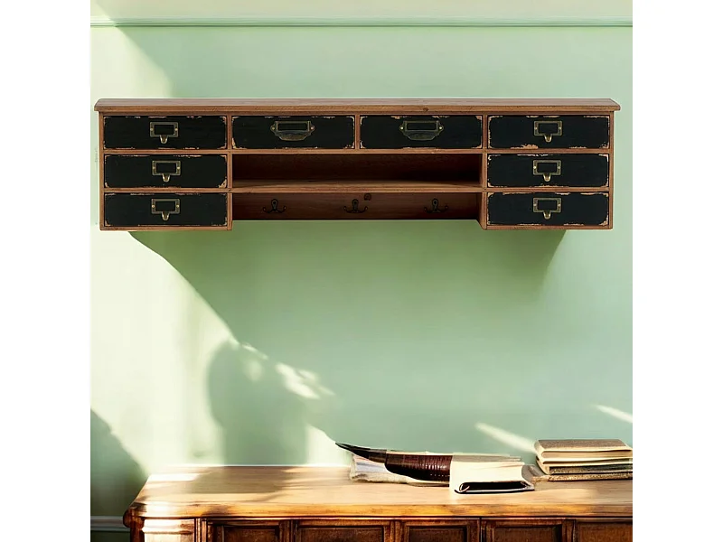 Etagère murale/portemanteaux 8 tiroirs LAMPHUN