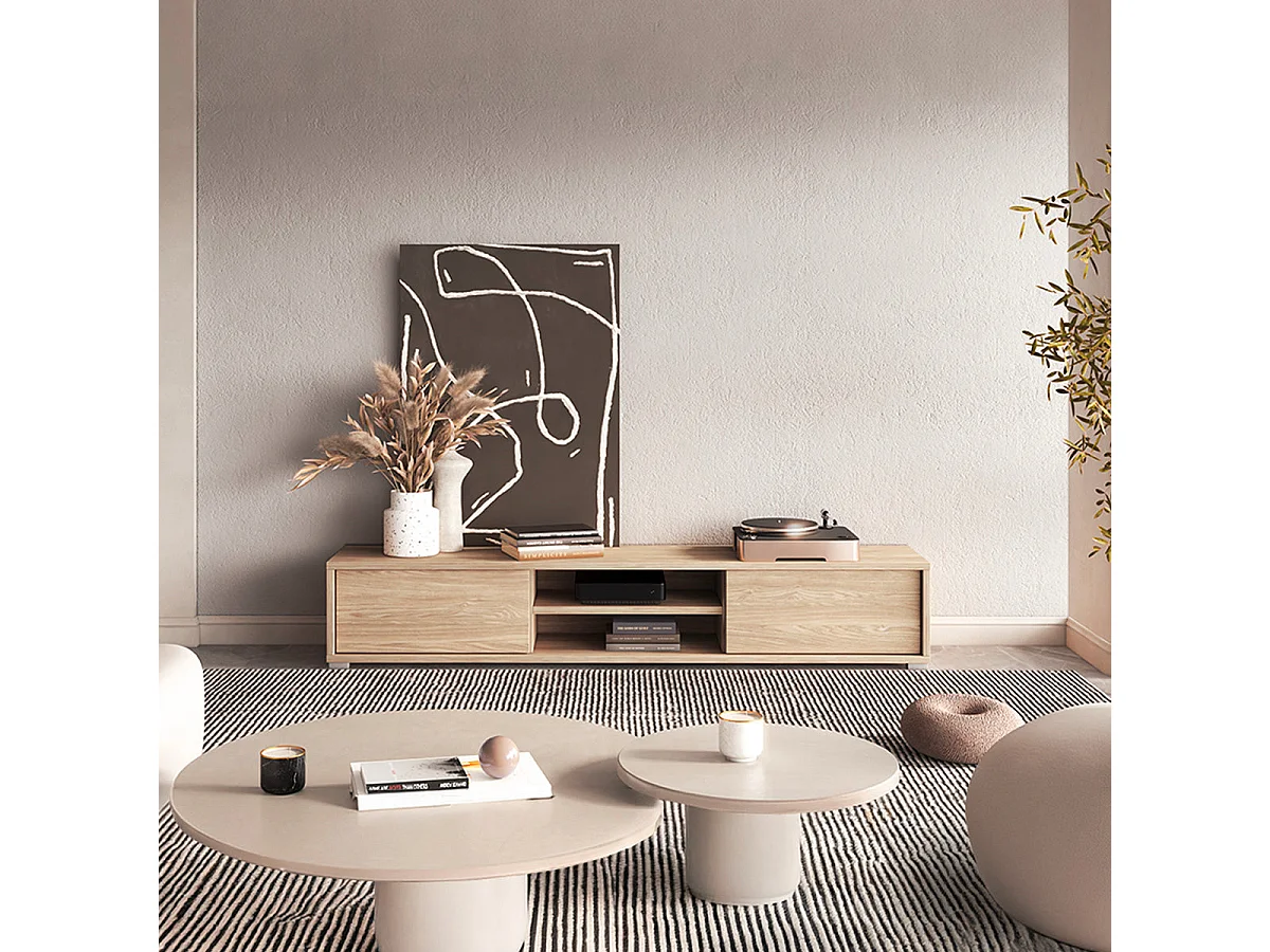 Meuble TV mural 2 portes 180 cm Idra Bois