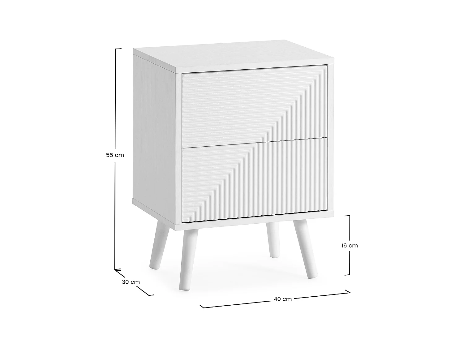 Nachttisch Telmo 2 schubladen Weiß