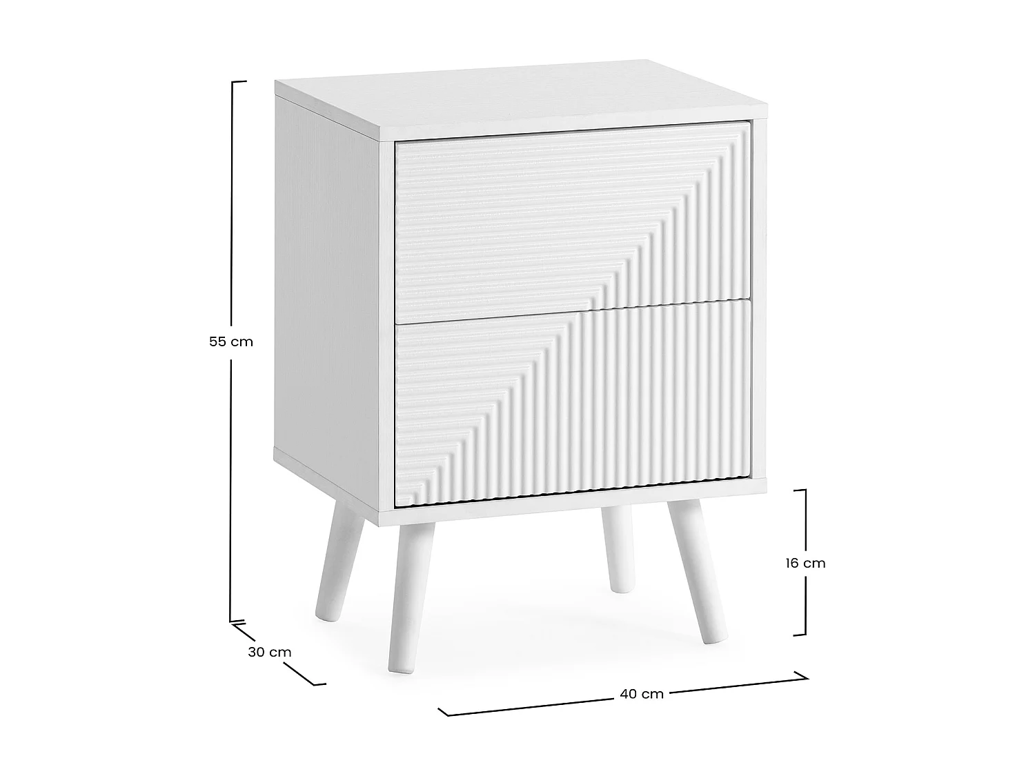Table de chevet Telmo 2 tiroirs couleur Blanc