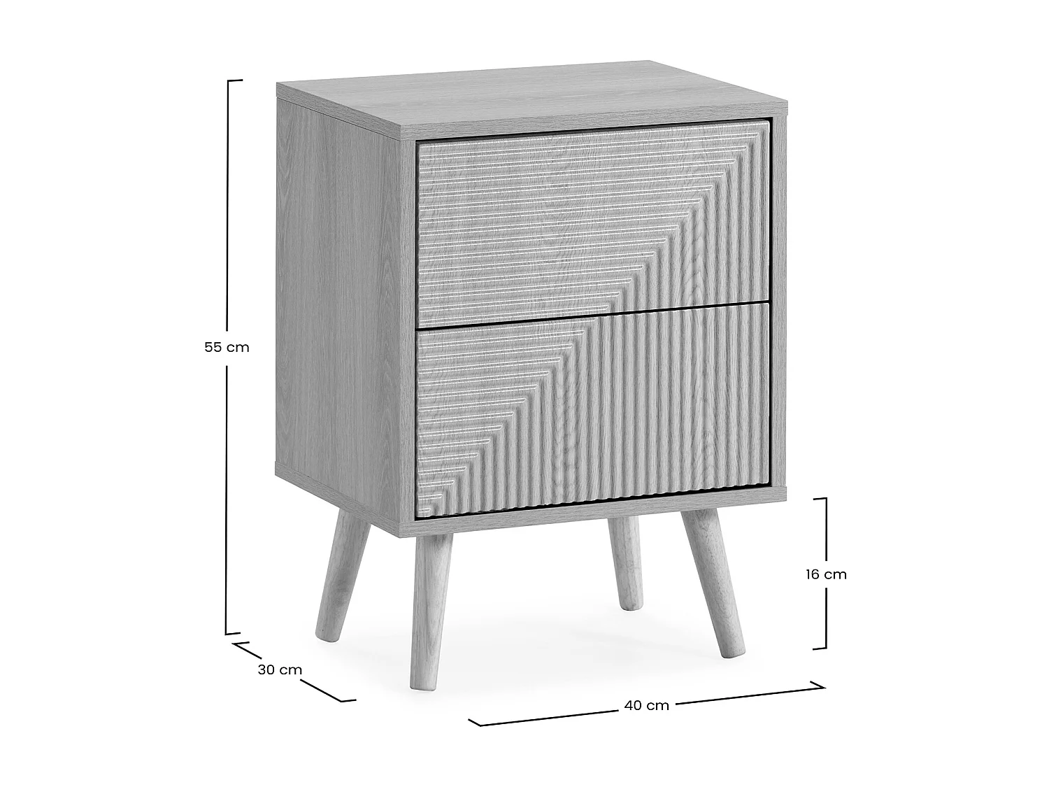 Table de chevet Telmo 2 tiroirs couleur Chêne