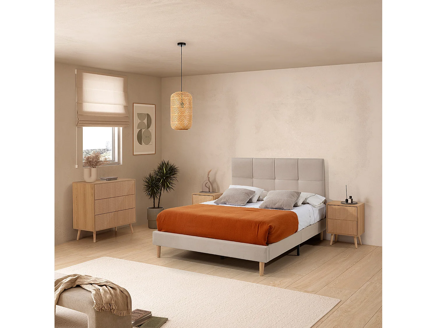 Testiera imbottita Sicilia 90x60 cm Beige