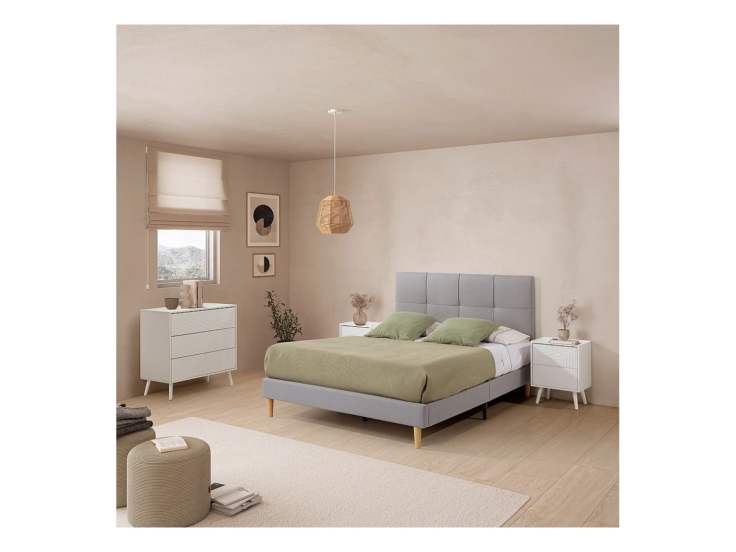 Tête de lit tapissée Sicilia 160x60 cm Gris