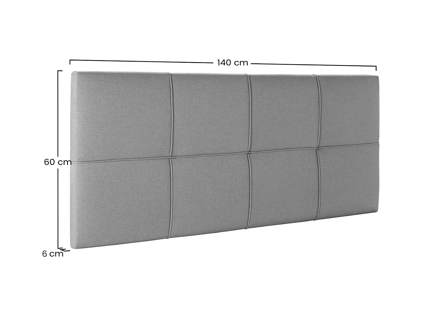 Tête de lit tapissée Sicilia 140x60 cm Gris