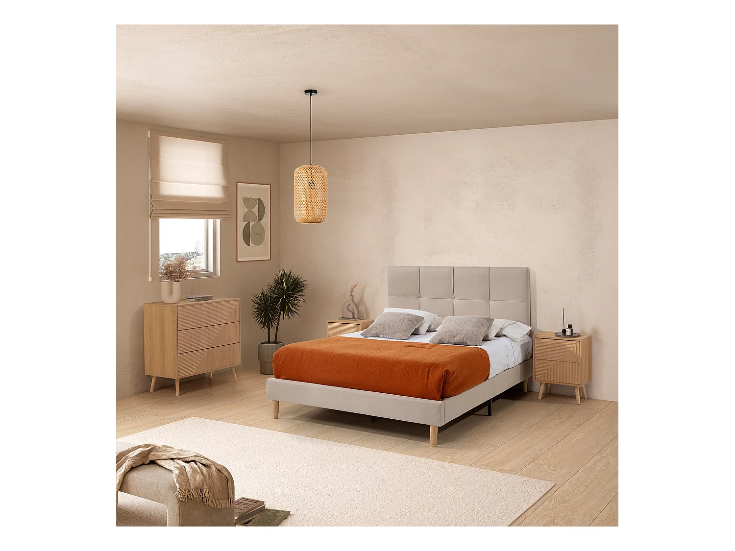 Tête de lit tapissée Sicilia 150x60 cm Beige