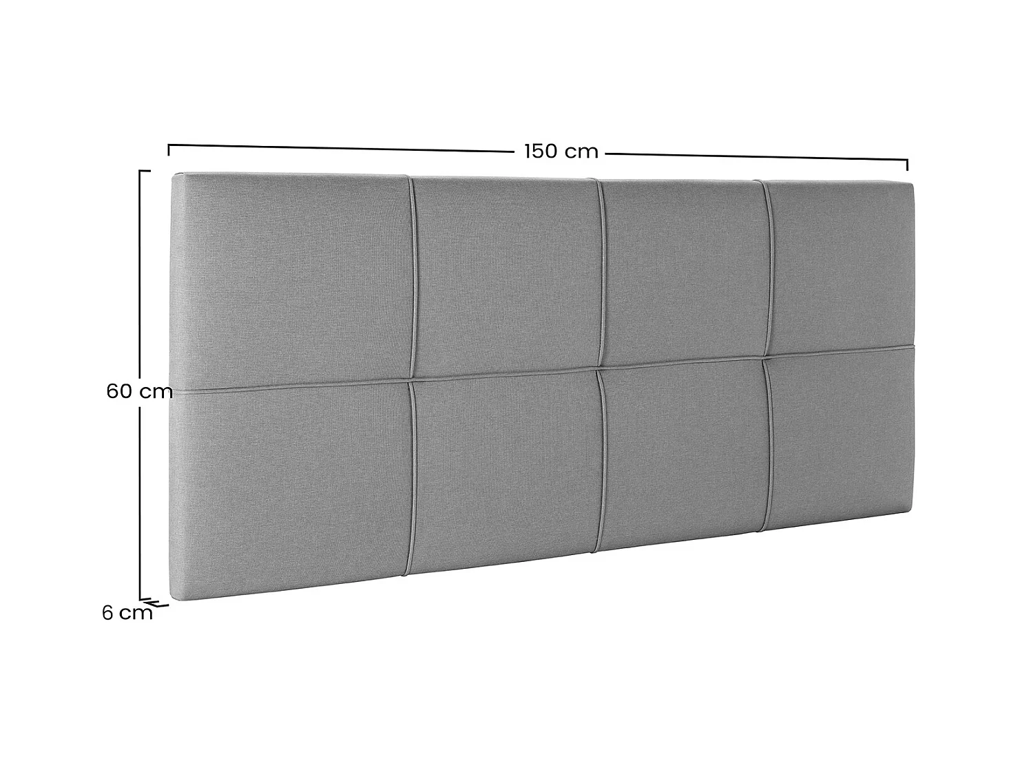 Tête de lit tapissée Sicilia 150x60 cm Gris