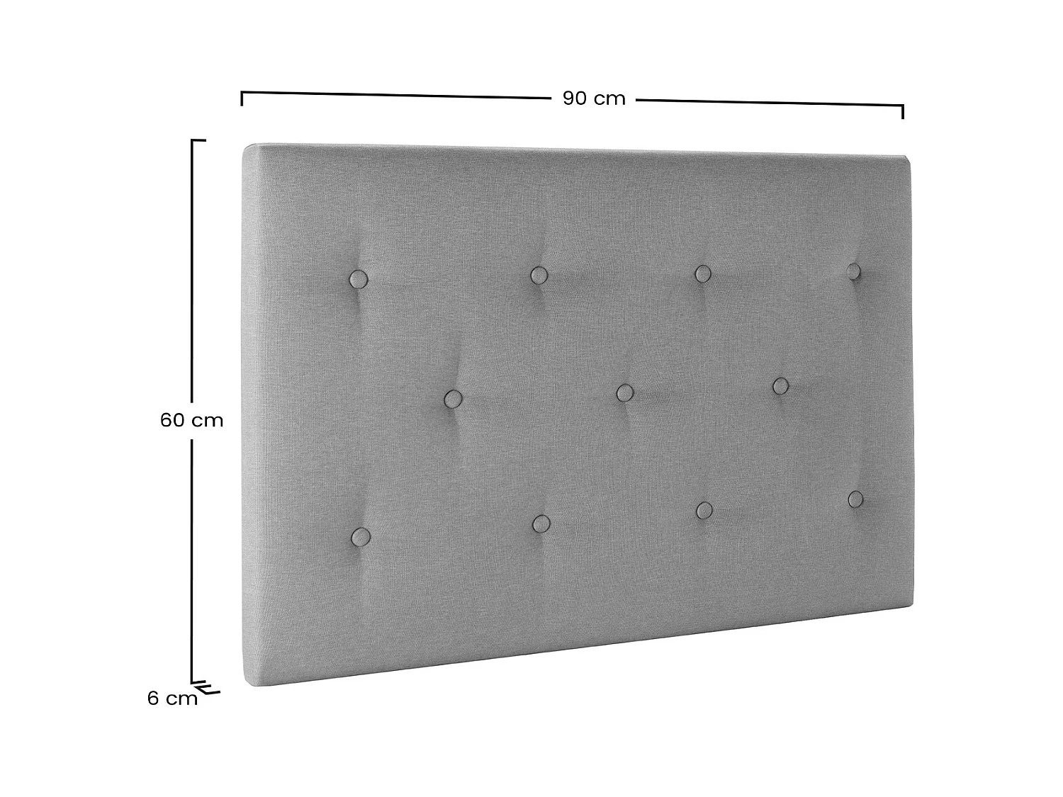 Tête de lit tapissée Turin 90x60 cm Gris