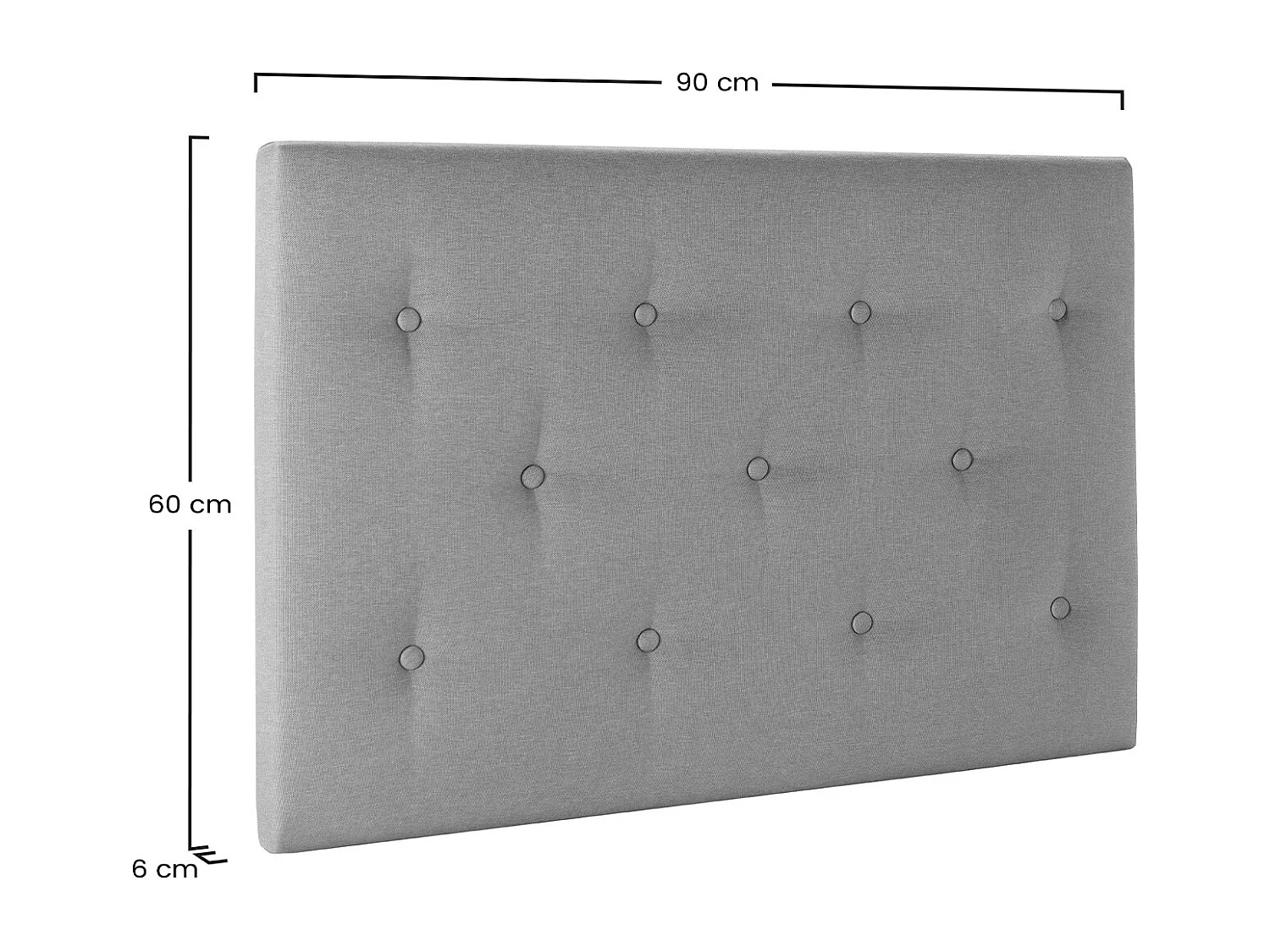 Szara tapicerowana głowica łóżka Turin 90x60 cm