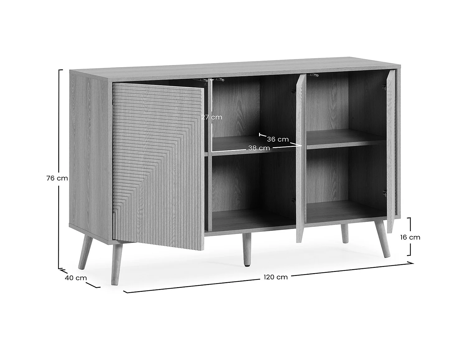 Aparador Telmo 3 puertas color Roble