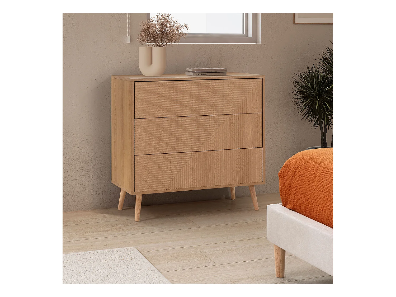 Commode Telmo 3 tiroirs couleur Chêne