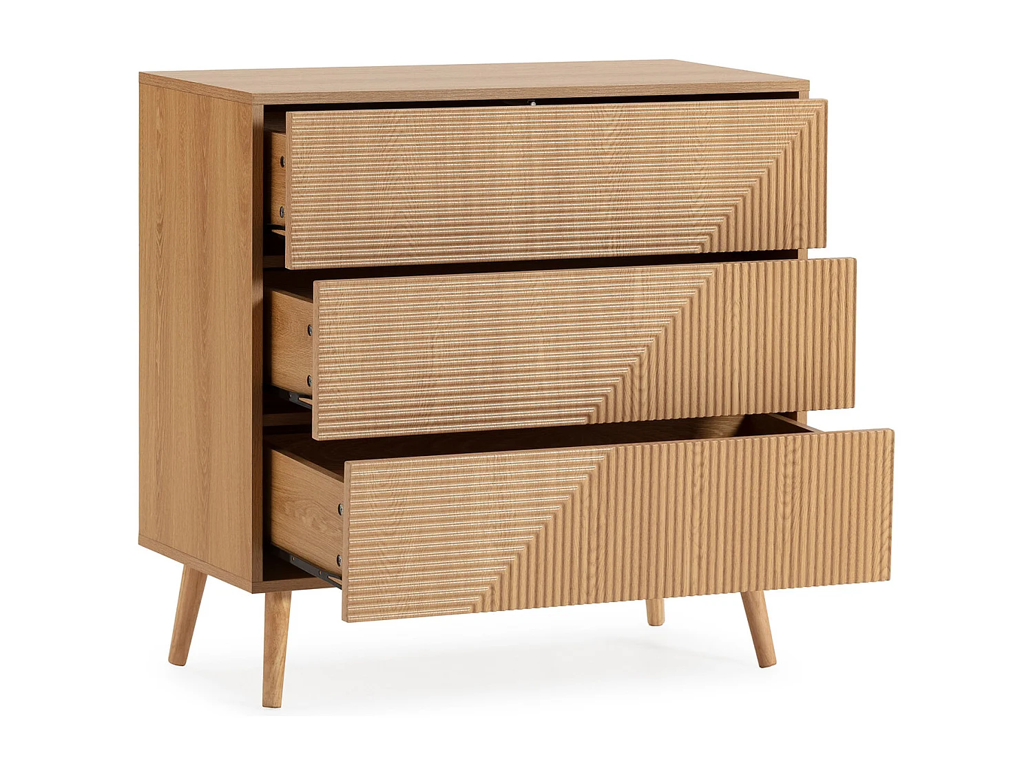 Cómoda de noche Telmo 3 cajones color Roble