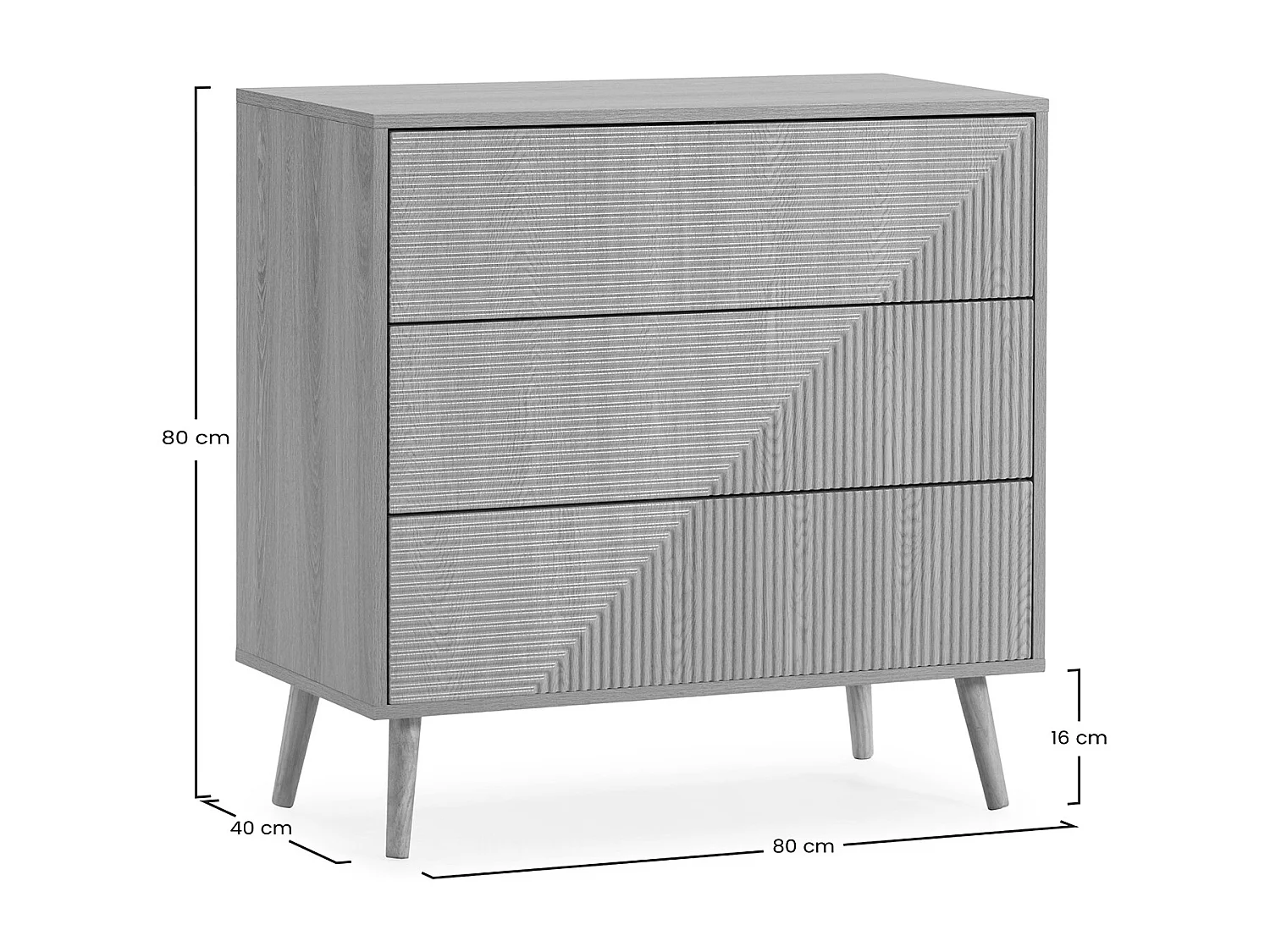 Cómoda de noche Telmo 3 cajones color Roble