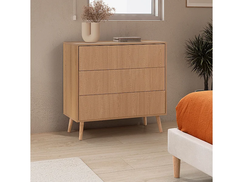 Commode Telmo 3 tiroirs couleur Chêne