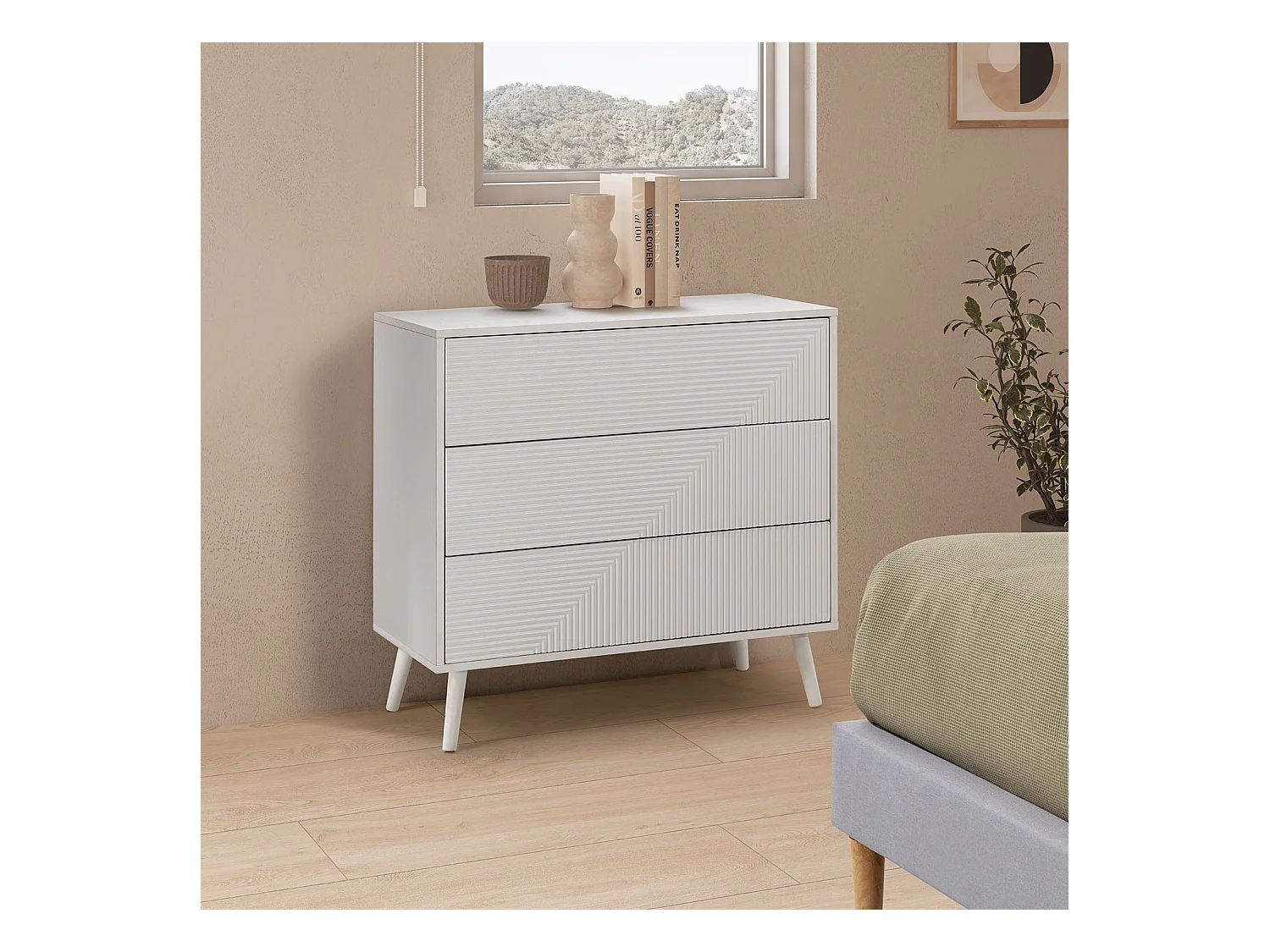 Cassettiera Telmo 3 cassetti colore Bianco