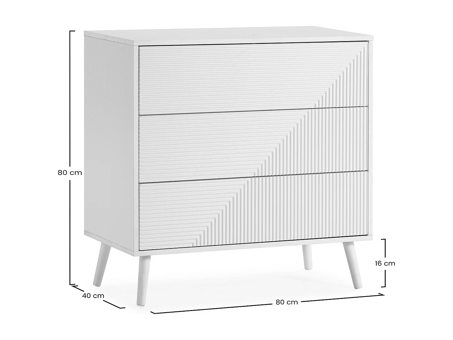 Cassettiera Telmo 3 cassetti colore Bianco