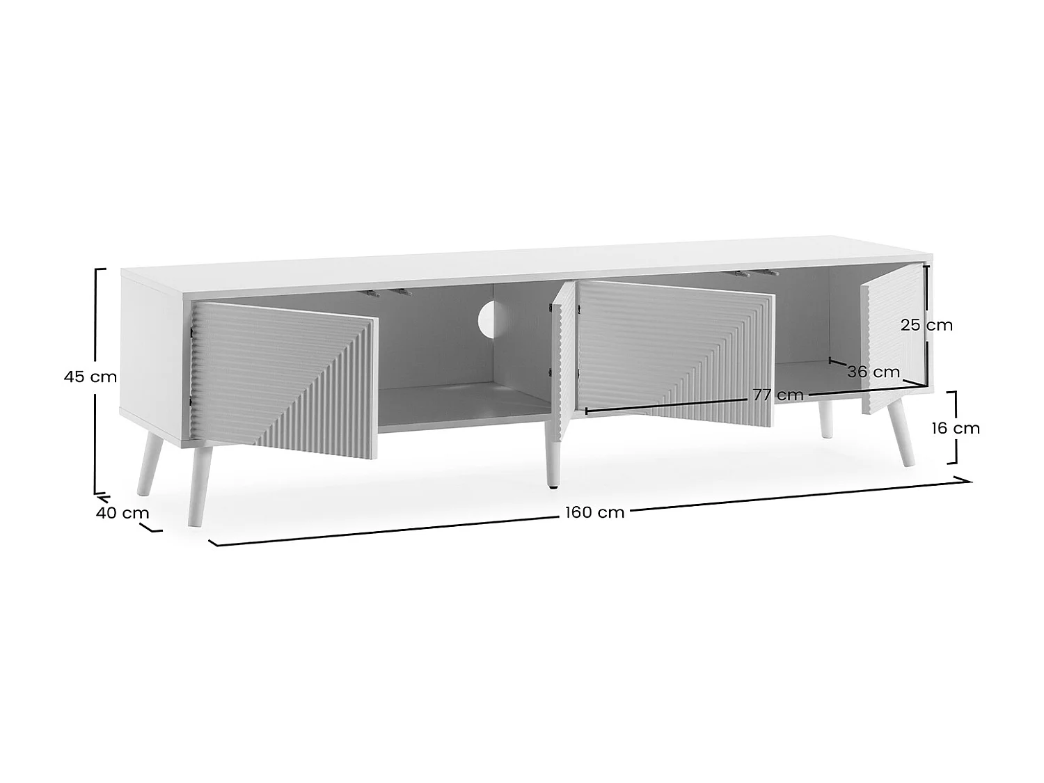 Meuble Tv Telmo 4 portes couleur Blanc 160 cm