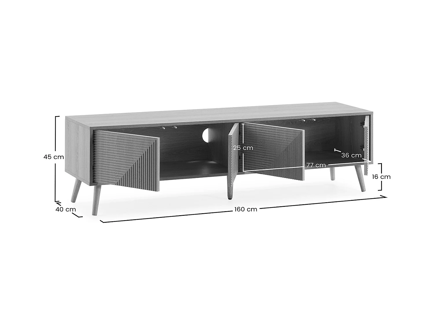 Meuble Tv Telmo 4 portes couleur Chêne 160 cm