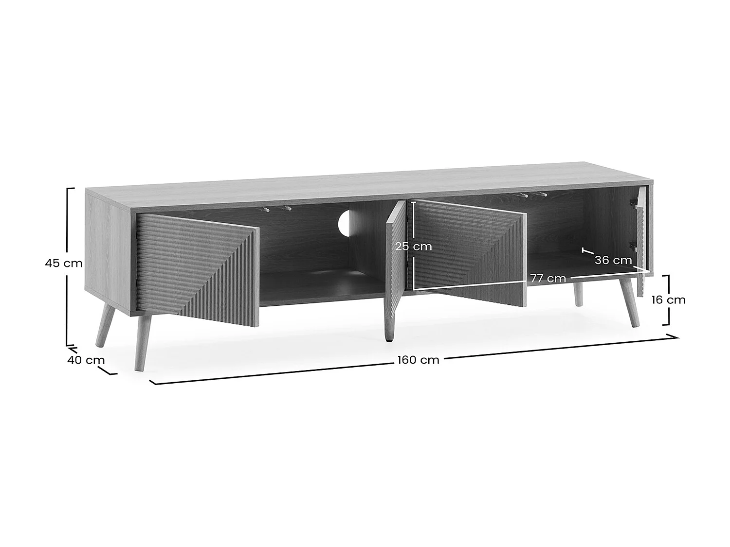 Meuble Tv Telmo 4 portes couleur Chêne 160 cm