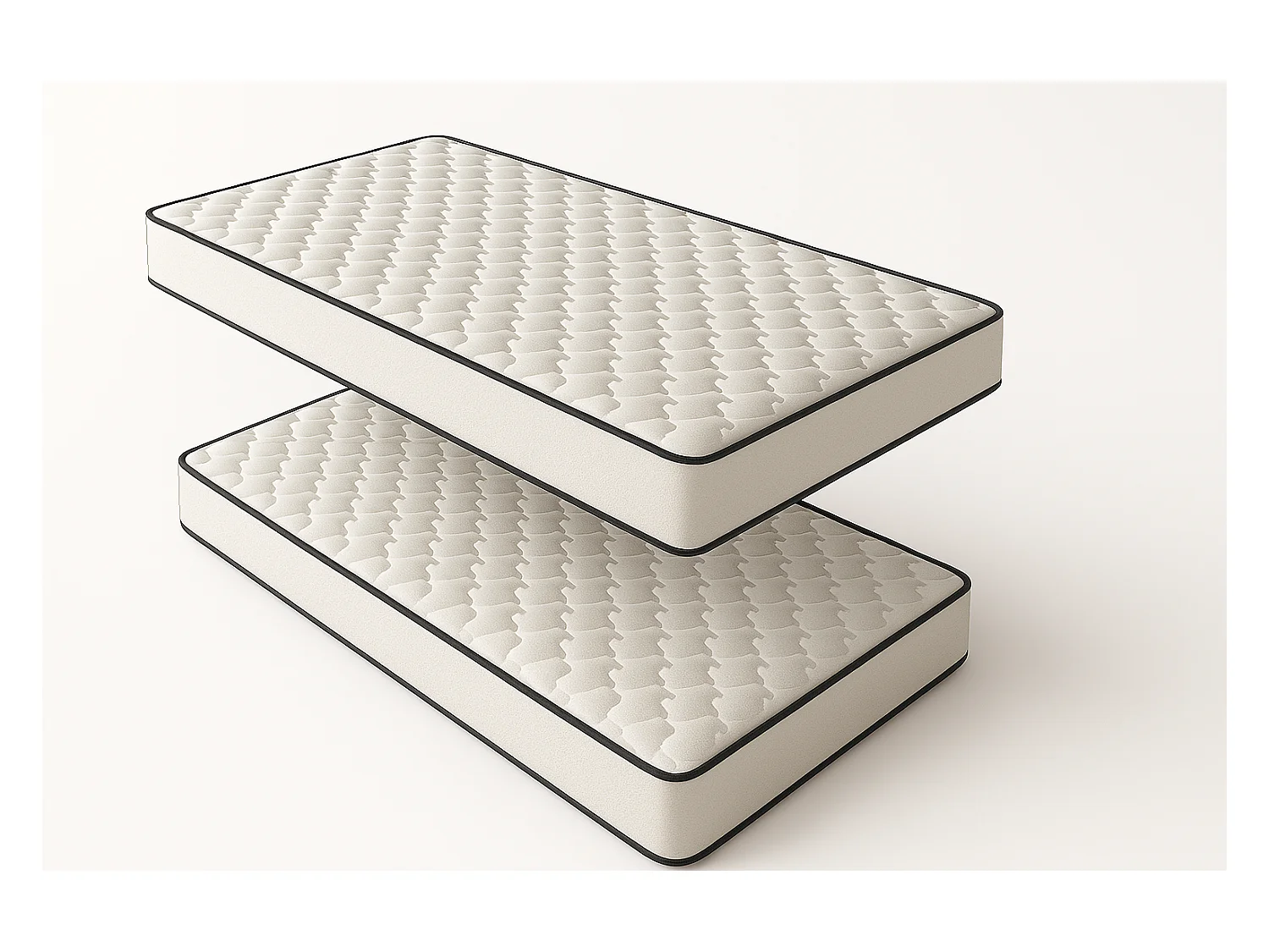 Pack de 2 Matelas Mousse 90x200 - Ferme - Réversible - Côté Été/hiver - H15 Cm