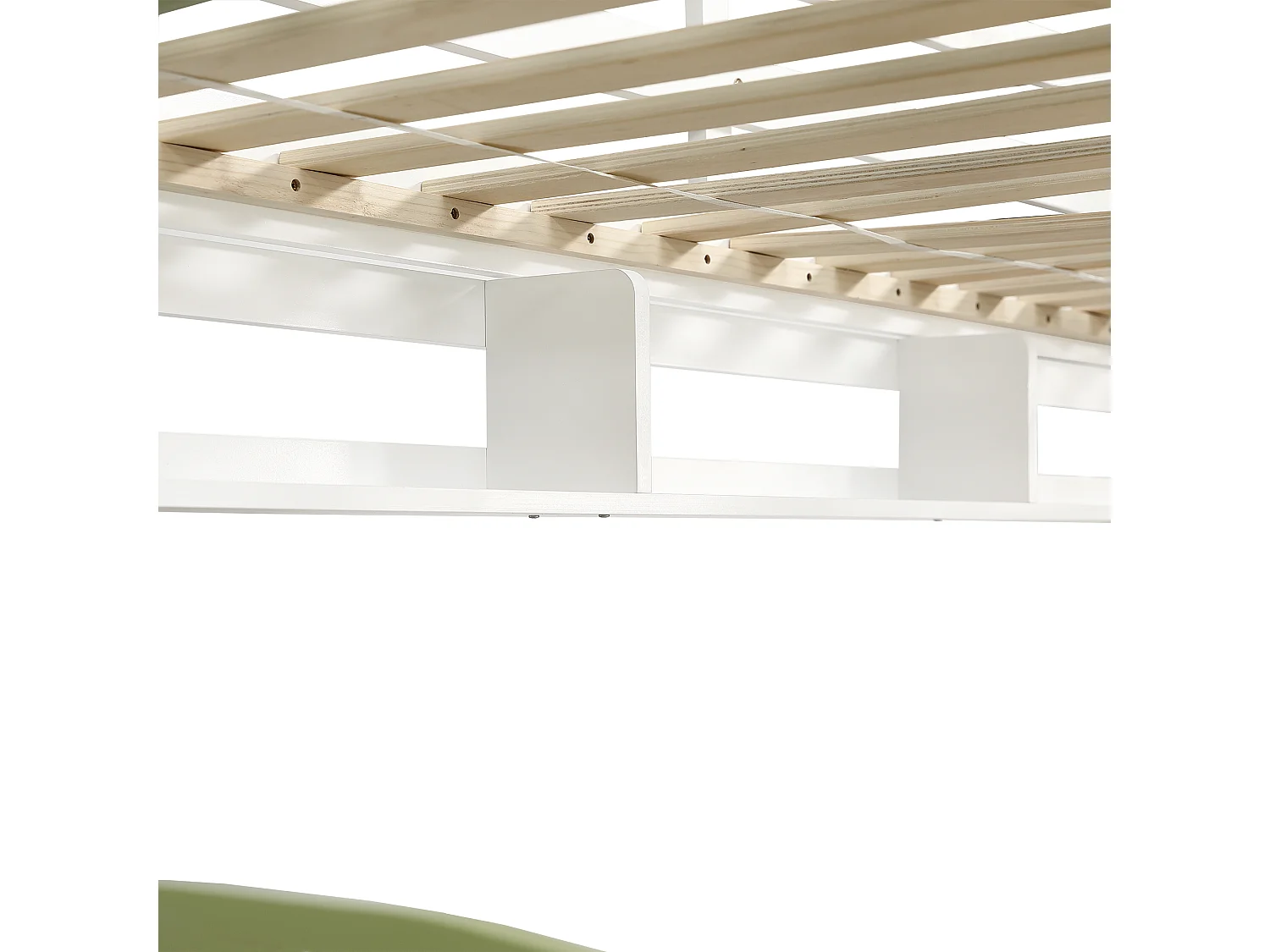 Lit superposé 90x200cm en bois massif - design unique - Blanc + Vert