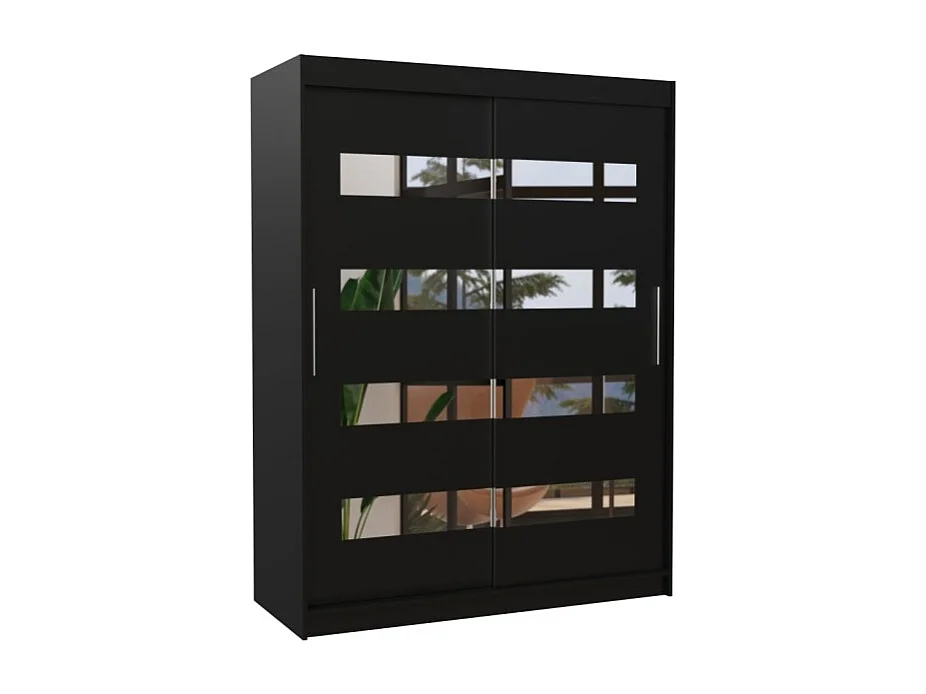 Armoire Baltex (150 cm)/Portes coulissantes/Miroir/Noir