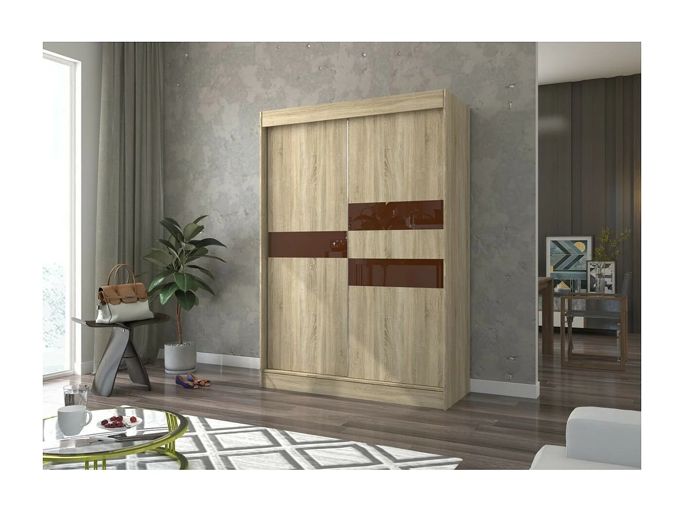 Armoire Tatia (150cm)/Portes coulissantes/Sonoma
