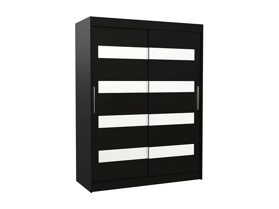 Armoire Martino (150 cm)/Portes coulissantes/Noir Blanc