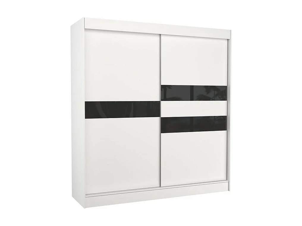 Armoire Tatia (200cm)/Portes coulissantes/Blanc Noir
