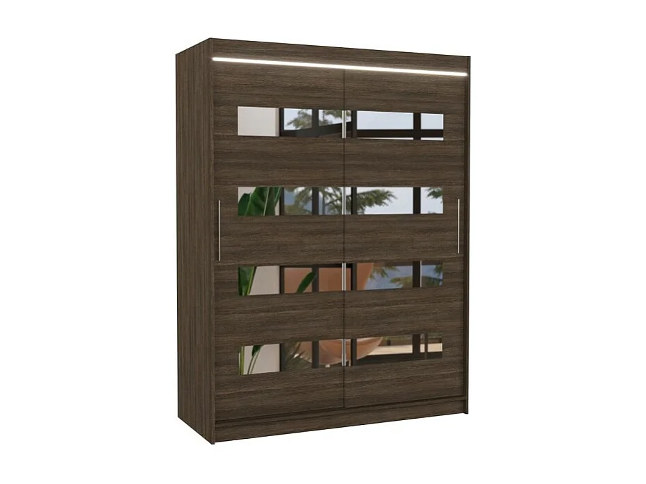 Kleiderschrank Baltex (150cm)/Schiebetüren/Spiegel&LED/Braun