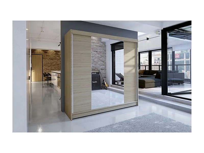 Armoire Blanca (180 cm)/Portes coulissantes Miroir/Sonoma