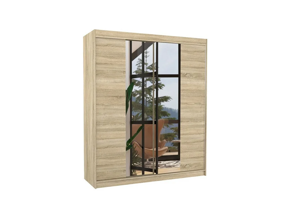 Armoire Blanca (180 cm)/Portes coulissantes Miroir/Sonoma