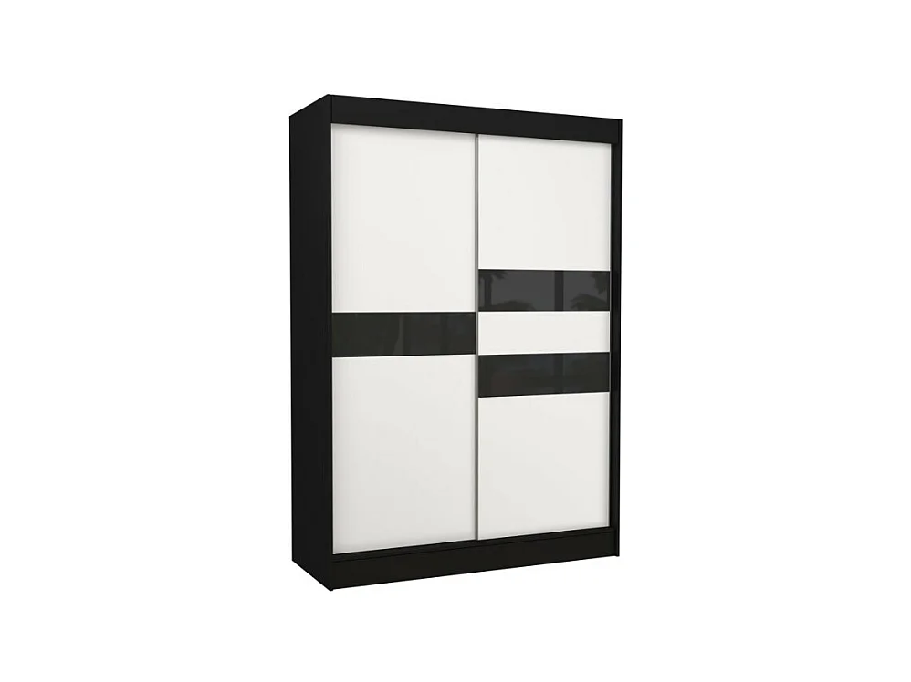 Armoire Tatia (150cm)/Portes coulissantes/Blanc&Noir