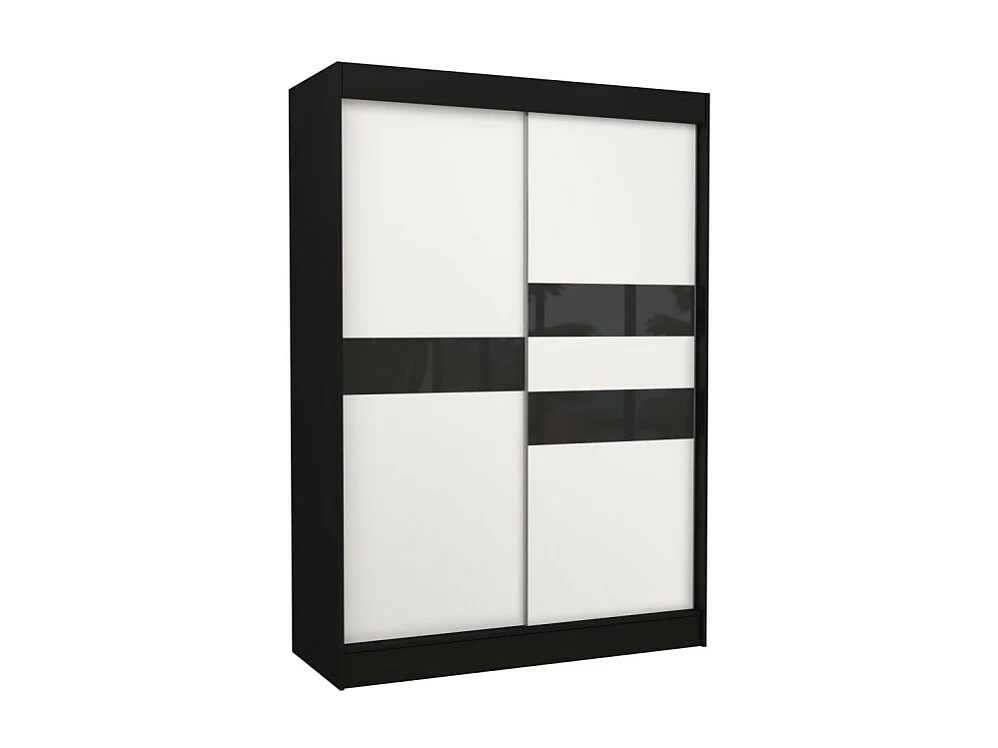 Armadio Tatia (150cm)/Ante scorrevoli/Bianco&Nero